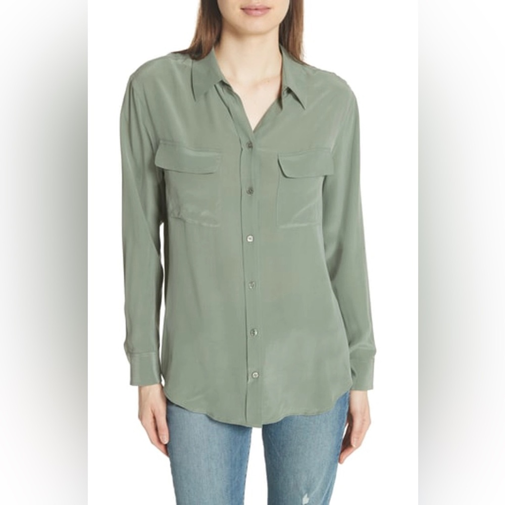 Equipment Olive Green Button Down Small - image 1